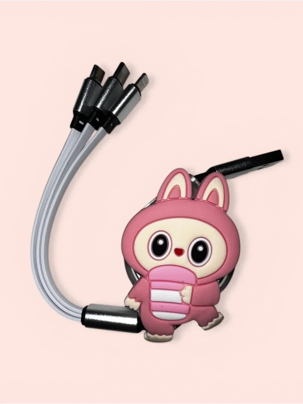 Cute Pink Monster Multi-Device 3 in 1 Charging Cable